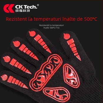 Chengkai Technology Deyan Mănuși din silicon, rezistente la 500°C, pentru cuptor și grătar, antiderapante, rezistente la flacără, izolate