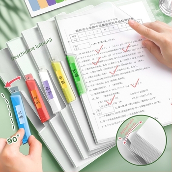 Dosar A4 cu clip rotativ și buzunare transparente pentru fișe de teste, pentru elevi gimnaziu