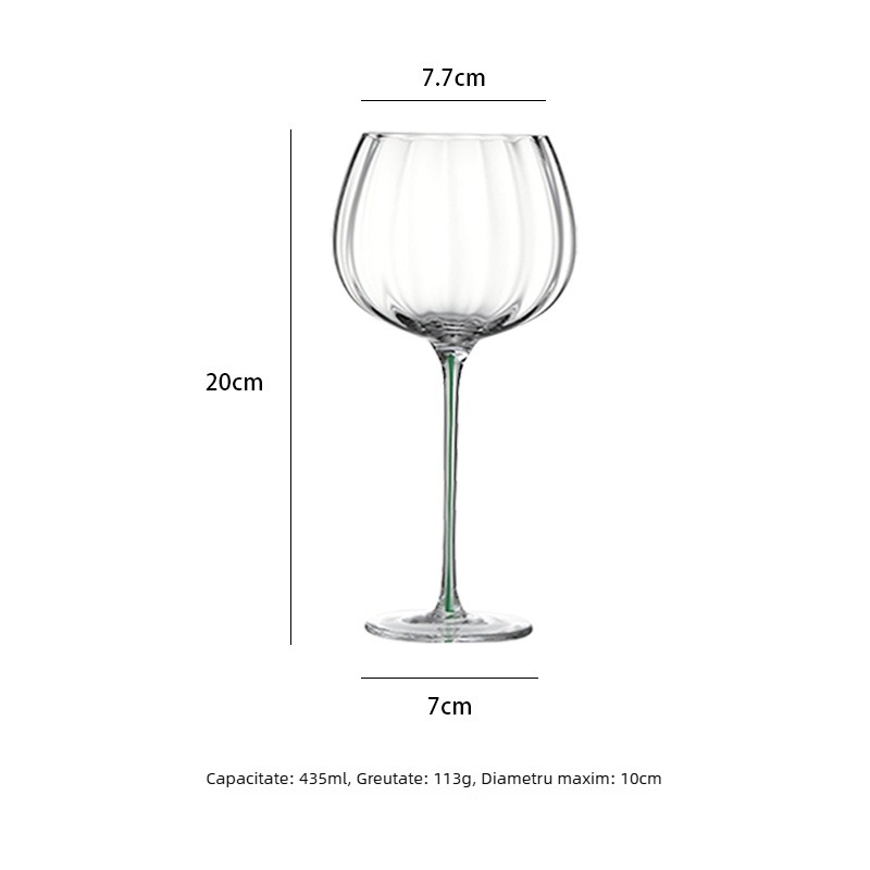 Pahar de vin colorat, cu tija dungată, din sticlă fără plumb, stil burgund, pentru uz casnic, set rafinat pentru vin
