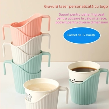Suport din plastic pentru pahare de unică folosință din hârtie, suport de pahare îngroșat cu izolație termică și protecție împotriva arsurilor, utilizare universală