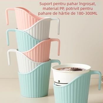Suport din plastic pentru pahare de unică folosință din hârtie, suport de pahare îngroșat cu izolație termică și protecție împotriva arsurilor, utilizare universală