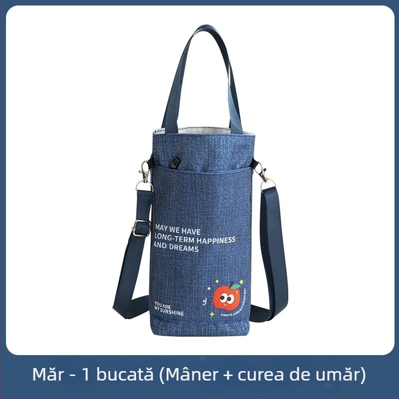 Geantă de stocare pentru sticlă de apă, curea crossbody, husă portabilă pentru termos, capacitate mare