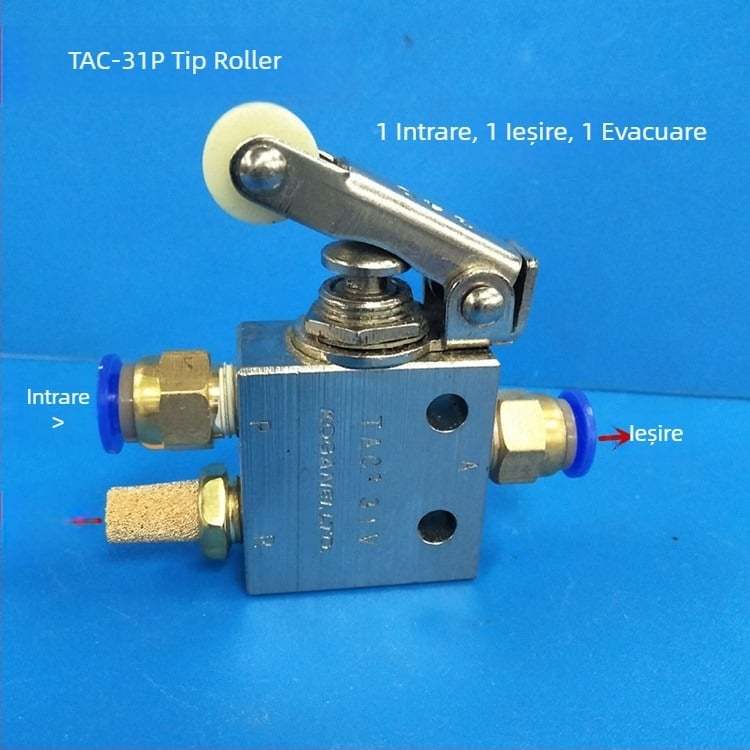 Supapă pneumatică, valve mecanică, tip cu role, supapă manual Tac2-31V/41V/31P/41P, 1 intrare 1 ieșire, filet