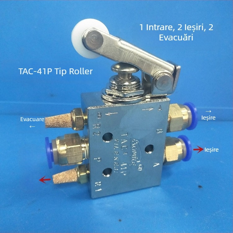 Supapă pneumatică, valve mecanică, tip cu role, supapă manual Tac2-31V/41V/31P/41P, 1 intrare 1 ieșire, filet