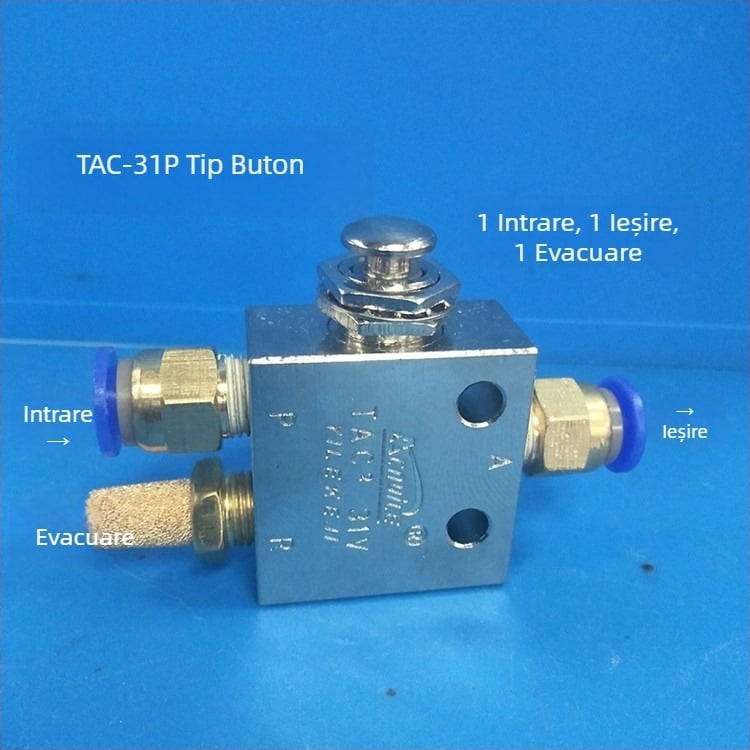 Supapă pneumatică, valve mecanică, tip cu role, supapă manual Tac2-31V/41V/31P/41P, 1 intrare 1 ieșire, filet