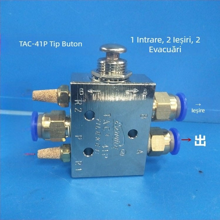 Supapă pneumatică, valve mecanică, tip cu role, supapă manual Tac2-31V/41V/31P/41P, 1 intrare 1 ieșire, filet