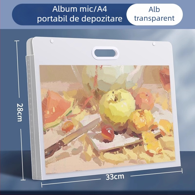 Album de stocare pentru desene 8K, Colecție de lucrări de artă pentru copii în 4K, dosar portabil impermeabil, capacitate mare de stocare.