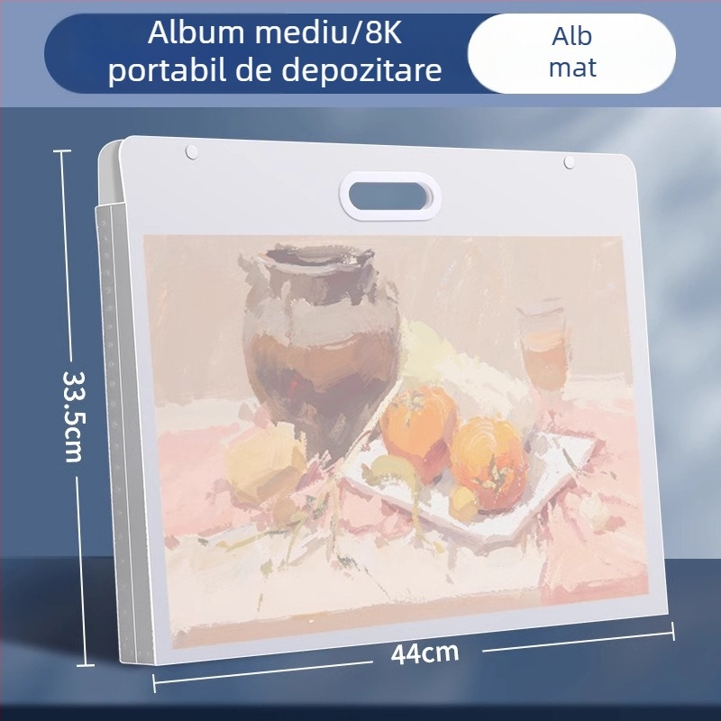 Album de stocare pentru desene 8K, Colecție de lucrări de artă pentru copii în 4K, dosar portabil impermeabil, capacitate mare de stocare.