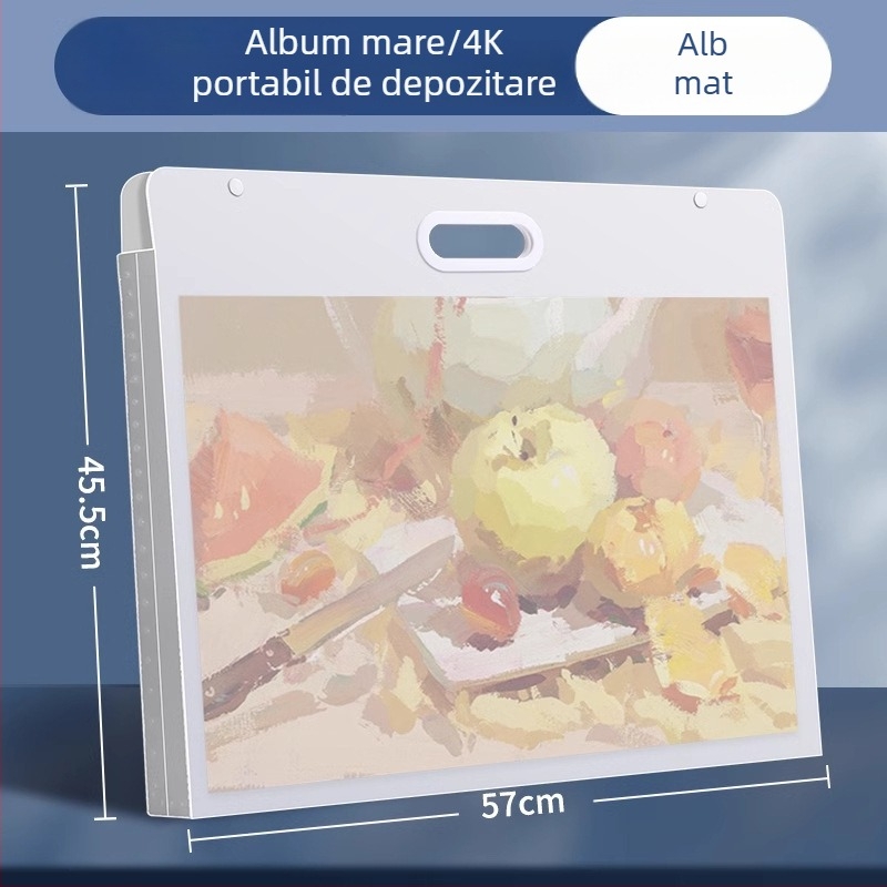 Album de stocare pentru desene 8K, Colecție de lucrări de artă pentru copii în 4K, dosar portabil impermeabil, capacitate mare de stocare.