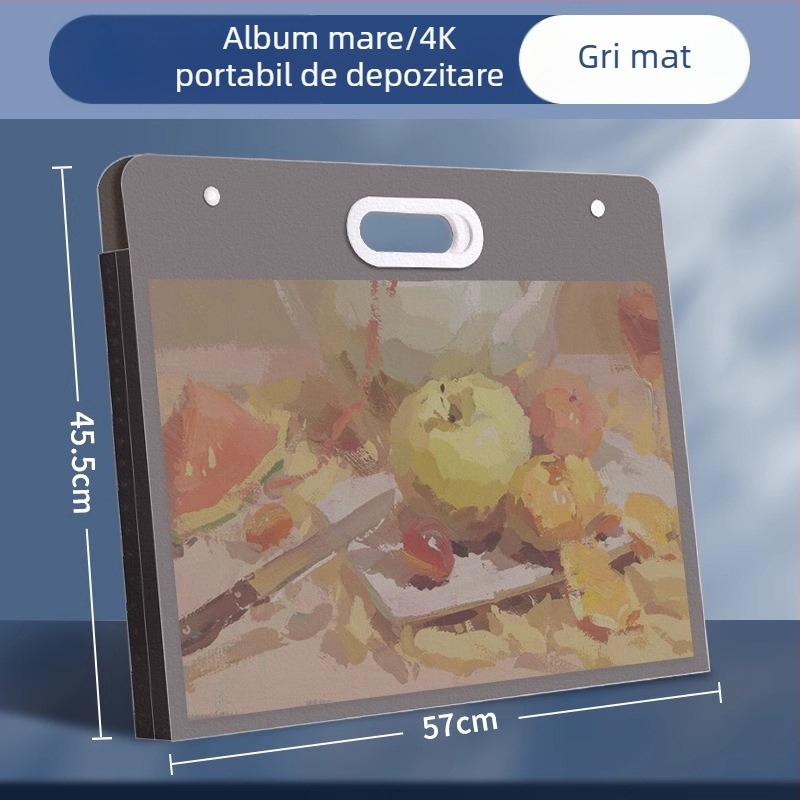 Album de stocare pentru desene 8K, Colecție de lucrări de artă pentru copii în 4K, dosar portabil impermeabil, capacitate mare de stocare.