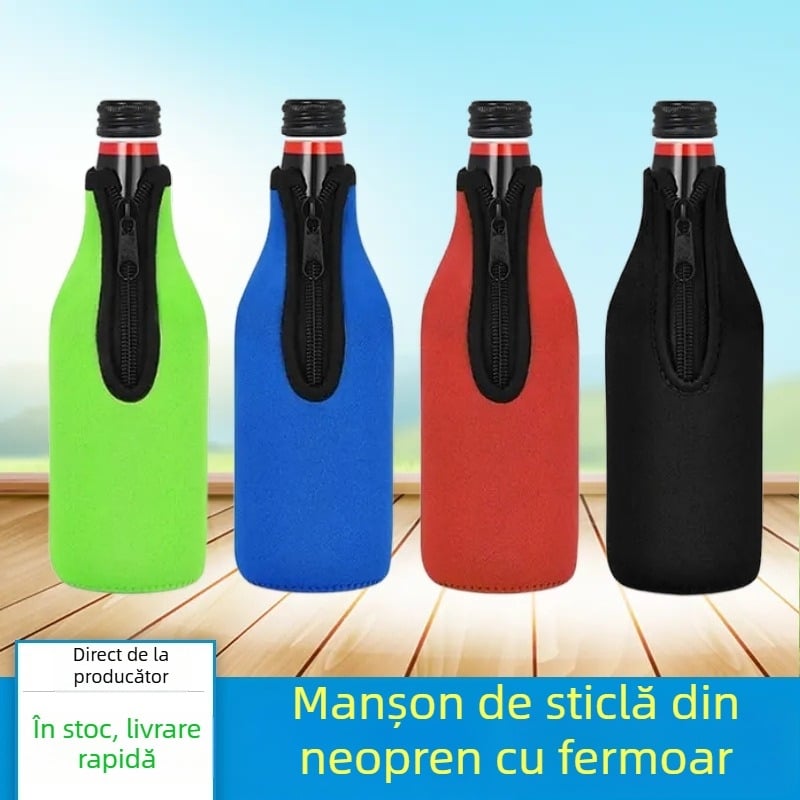 Husă din neopren pentru sticlă de bere cu fermoar, protecție pentru sticlă, husă Cola și bere, personalizabilă