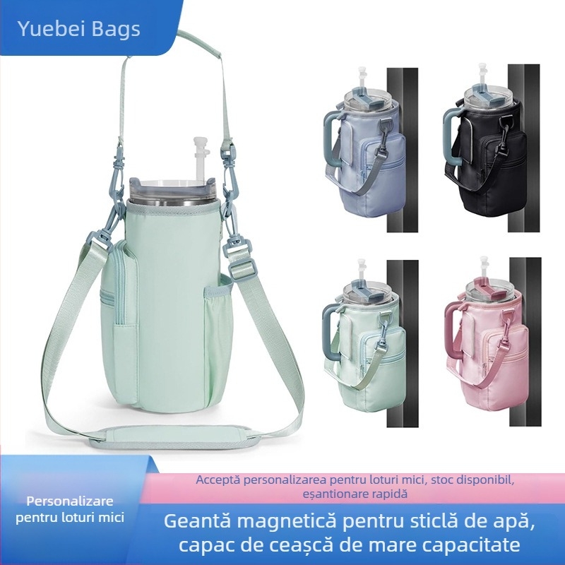 Geantă magnetică izolată pentru sticlă de apă, husă din material diving, geantă de exterior cu curea crossbody pentru sport