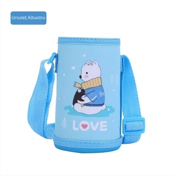 Husă din piele portabilă, cu curea crossbody, izolant pentru cănile de apă și ceai, pentru elevi și copii