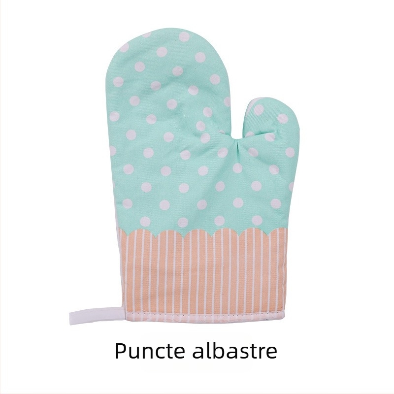 Mănuși pentru microunde din bumbac, izolație termică, 17×26 cm, model carouri cu motive florale