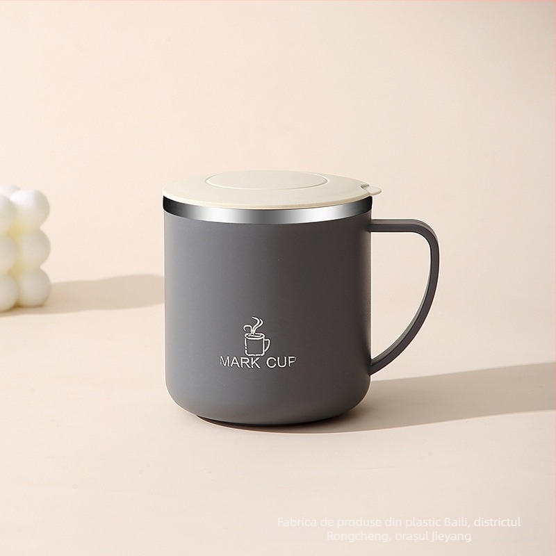 Cană de cafea din oțel inoxidabil 304 cu capac, termoizolantă, pentru bărbați și femei, acasă și la birou