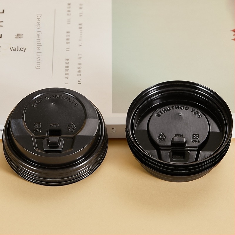 Capac plastic de unică folosință pentru ceașcă de hârtie, diametrul 75 mm, capac etanș anti-scurgeri pentru cafea la pachet