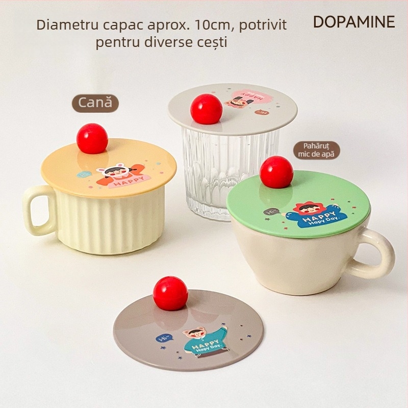 Cap universal pentru cești, 10 cm, din plastic, anti-praf, pentru cănile și paharele din sticlă