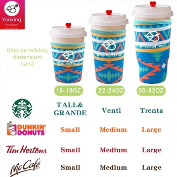 Set de huse din neopren pentru pahare de ceai cu lapte și cafea; huse pentru ținere în mână și huse pentru corn de înghețată.