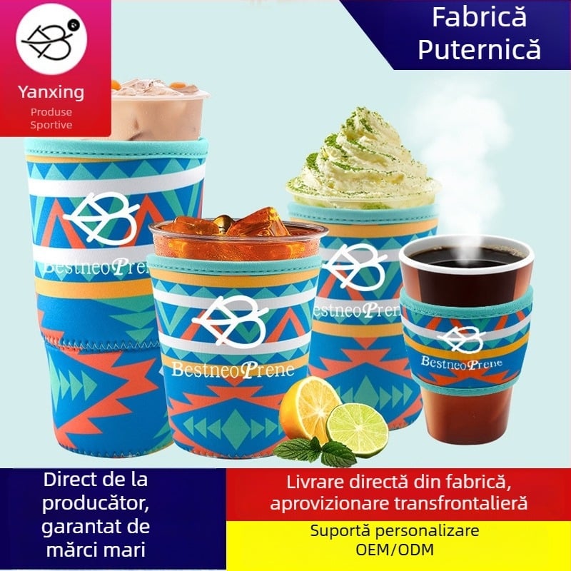 Set de huse din neopren pentru pahare de ceai cu lapte și cafea; huse pentru ținere în mână și huse pentru corn de înghețată.