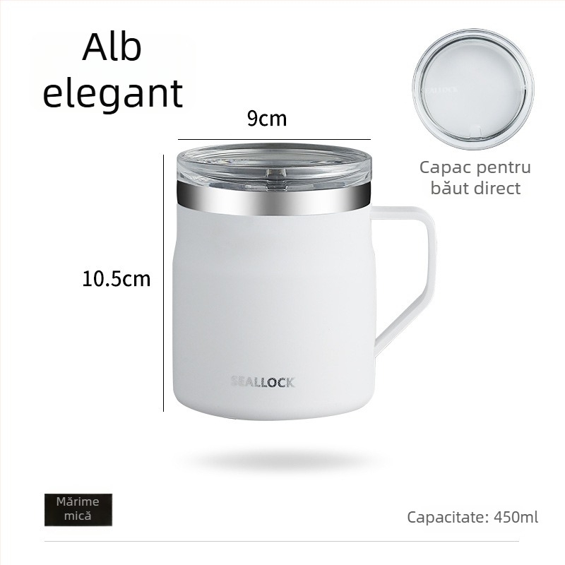 Cana de cafea din oțel inoxidabil 304, pereți dubli, cu capac, izolată termic, stil japonez