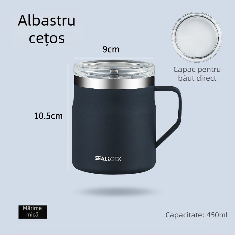Cana de cafea din oțel inoxidabil 304, pereți dubli, cu capac, izolată termic, stil japonez