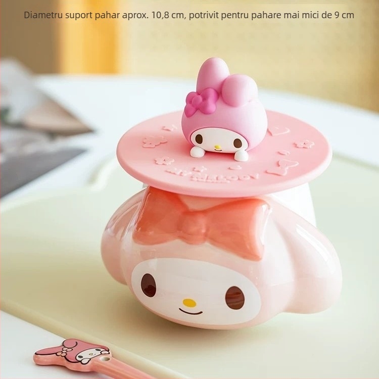 Capac din silicon alimentar Sanrio Hello Kitty, universal, rotund, design drăguț pentru pahare din sticlă