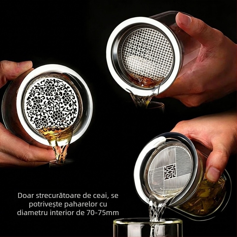 Capac filtrant din oțel inoxidabil 304, infuzor de ceai cu separare apă-ceai, dispozitiv de preparare ceai într-un singur vas