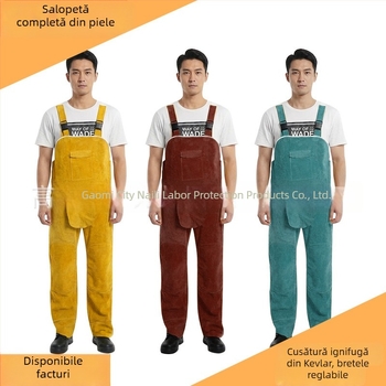 Îmbrăcăminte de protecție pentru sudori, unisex, anti-arsură și rezistentă la flăcări, temperaturi înalte, din piele de vițel