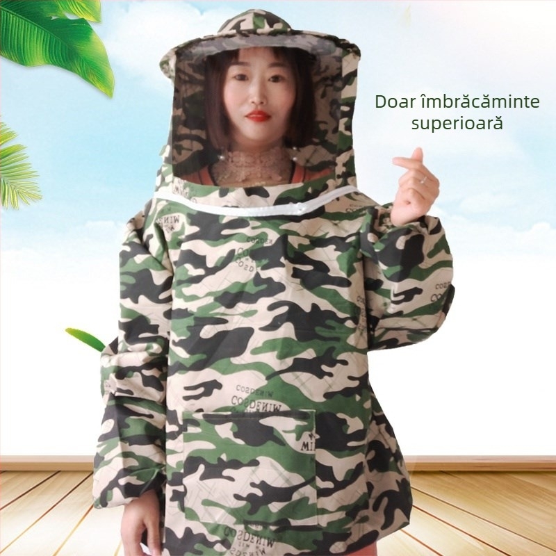 Set complet de protecție pentru apicultură, costum respirabil, jachetă camuflată pentru jumătate de corp, pălărie de apicultor și unelte de apicultură