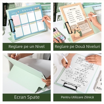 Clipboard vertical A4 în nuanțe Morandi, dosar de birou multifuncțional, suprafață de scris și clips pentru depozitarea documentelor
