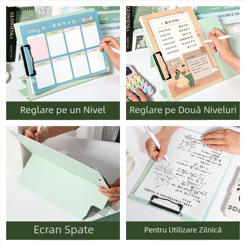 Clipboard vertical A4 în nuanțe Morandi, dosar de birou multifuncțional, suprafață de scris și clips pentru depozitarea documentelor