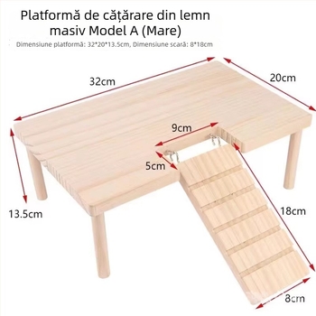 Platformă din lemn pentru hamsteri, masă de decor cu două niveluri, scări și adăpost pentru hamsteri