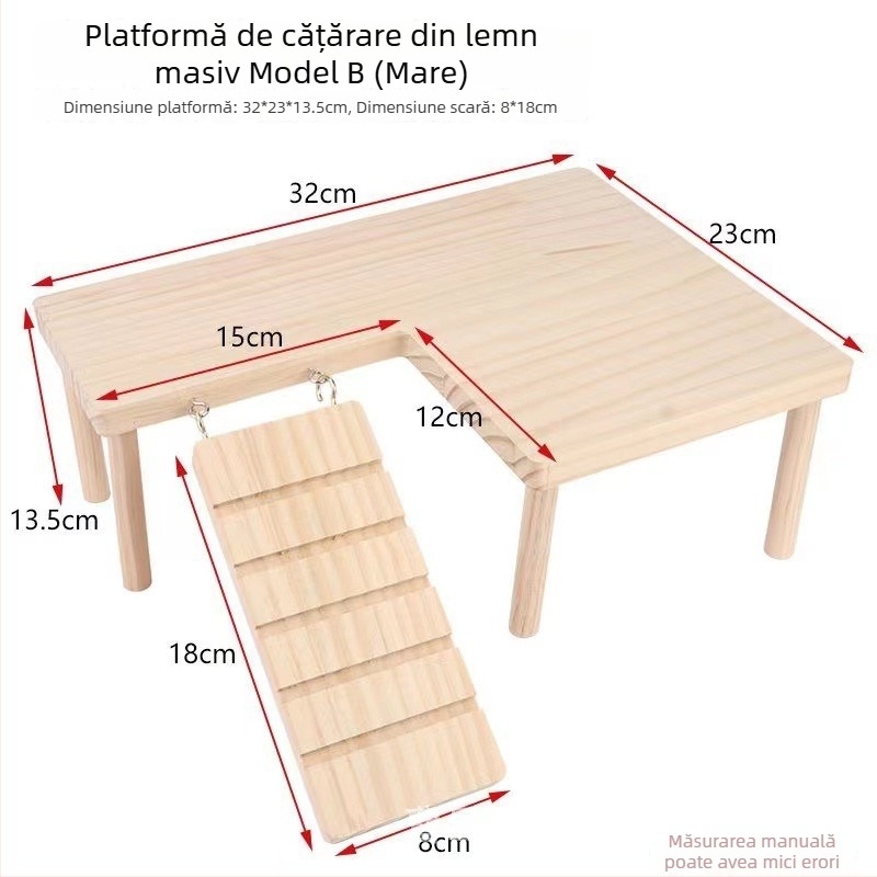 Platformă din lemn pentru hamsteri, masă de decor cu două niveluri, scări și adăpost pentru hamsteri