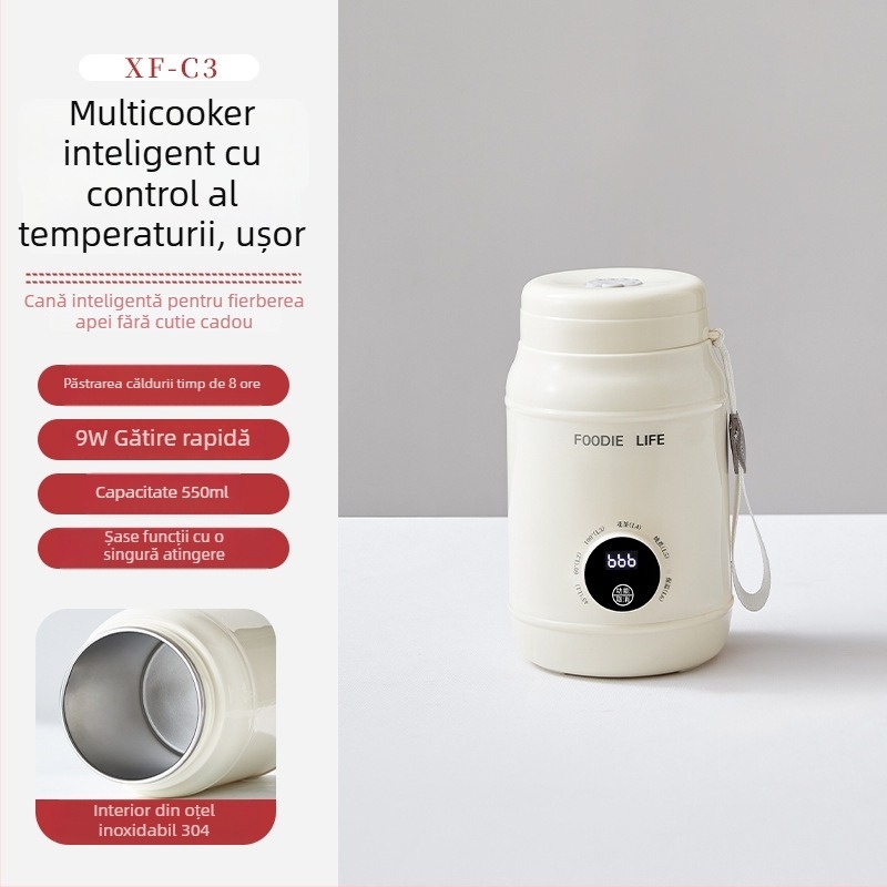 Cană electrică mini, complet automată, portabilă pentru birou, încălzire apă și menținerea temperaturii, ceainic casnic izolat