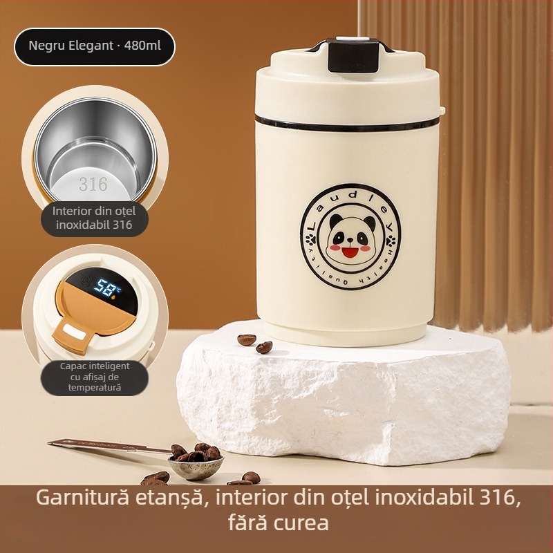 Ceașcă de cafea cu interior din oțel inoxidabil 304, etanșă și anti-scurgeri, portabilă și elegantă