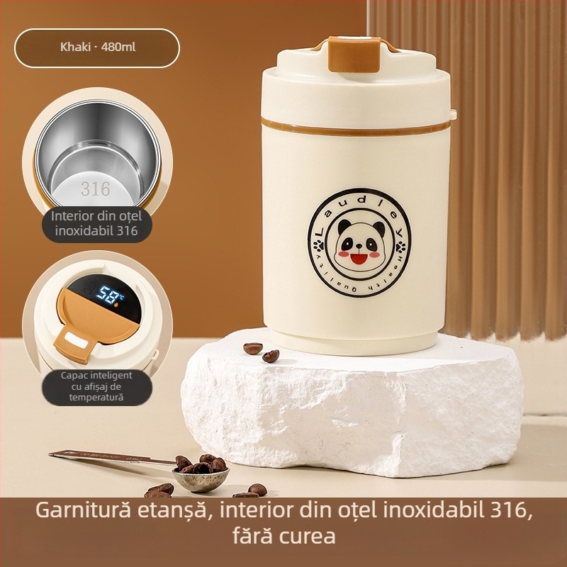 Ceașcă de cafea cu interior din oțel inoxidabil 304, etanșă și anti-scurgeri, portabilă și elegantă
