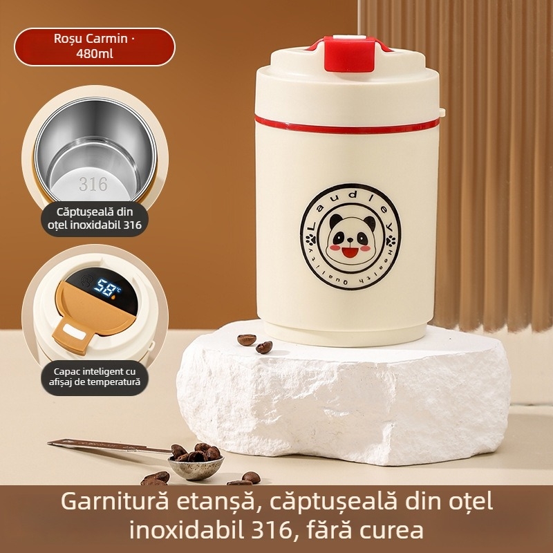 Ceașcă de cafea cu interior din oțel inoxidabil 304, etanșă și anti-scurgeri, portabilă și elegantă