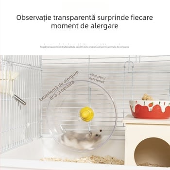 Roata de alergare transparentă pentru hamster, ax silențios, pentru hamsterul auriu, 17 cm
