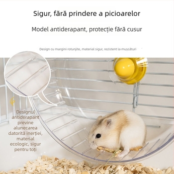 Roata de alergare transparentă pentru hamster, ax silențios, pentru hamsterul auriu, 17 cm