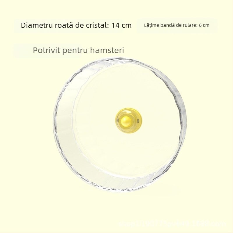 Roata de alergare transparentă pentru hamster, ax silențios, pentru hamsterul auriu, 17 cm