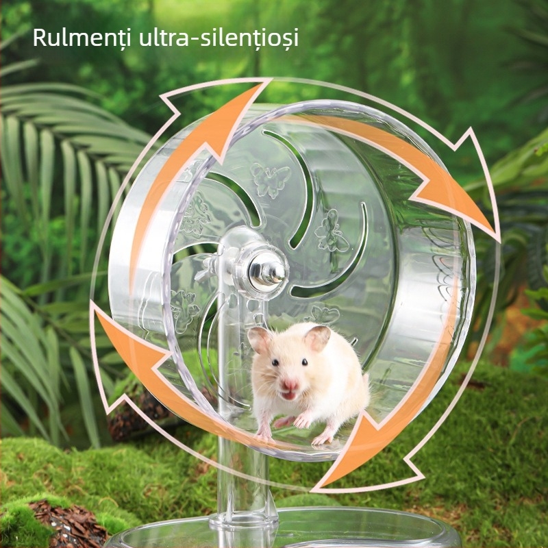 Roata de alergare pentru hamster cu rulmenți, mare, silențioasă, îmbunătățită pentru hamsterul sirian
