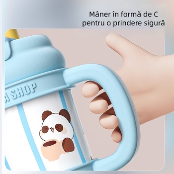 Cupă termoizolantă din oțel inoxidabil 316, design desen animat, capacitate mare, portabilă, cu paiuri duble