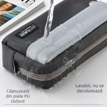 Penar Tome din piele PU impermeabil pentru băieți, design minimalist, fermoar bidirecțional