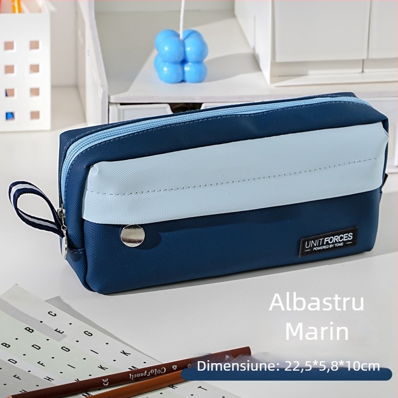 Penar Tome din piele PU impermeabil pentru băieți, design minimalist, fermoar bidirecțional