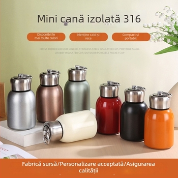 Cană termoizolantă din oțel inoxidabil 316L, cană mini portabilă, cană de buzunar multicoloră, personalizabilă