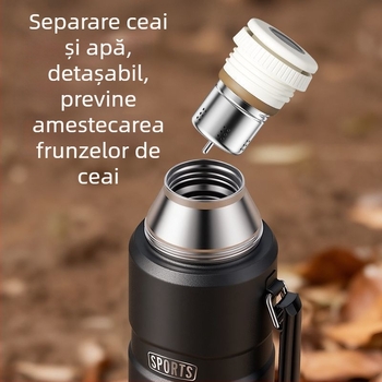 Cană termos din oțel inoxidabil 316 cu mâner, pentru călătorii