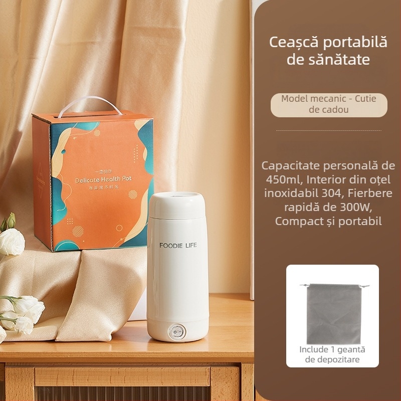 Ceașă electrică pentru apă fierbinte, birou, compactă, multifuncțională, încălzitor portabil pentru călătorii, cană izolată, set cadou