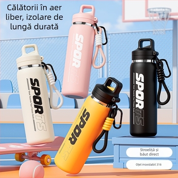 Cană termos din oțel inoxidabil, deschidere cu atingere, interior 316, exterior 304, capacitate mare, recipient sport portabil pentru studenți