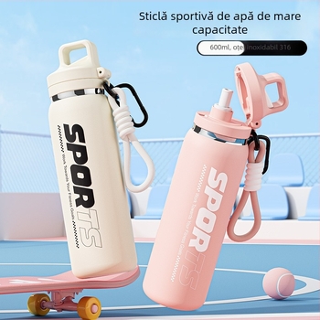 Cană termos din oțel inoxidabil, deschidere cu atingere, interior 316, exterior 304, capacitate mare, recipient sport portabil pentru studenți