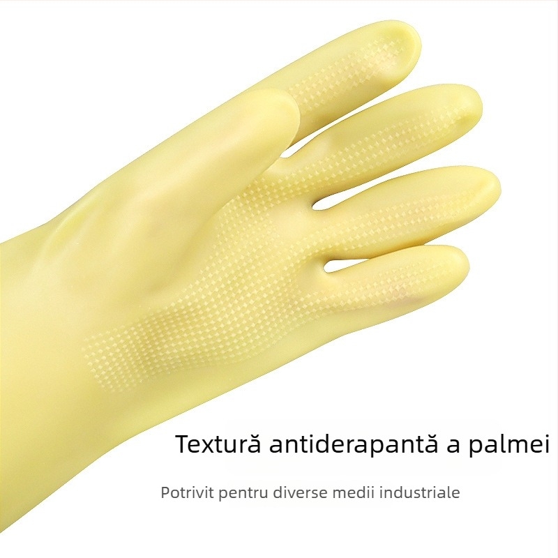 Mănuși industriale din latex Friends, rezistente la acizi și baze, negre și galbene, căptușite cu nailon, antialunecare